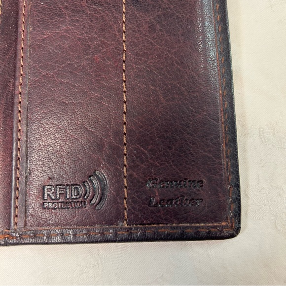 Genuine Leather Long Wallet RFID Coffee Brown Mahogany - Picture 3 of 9